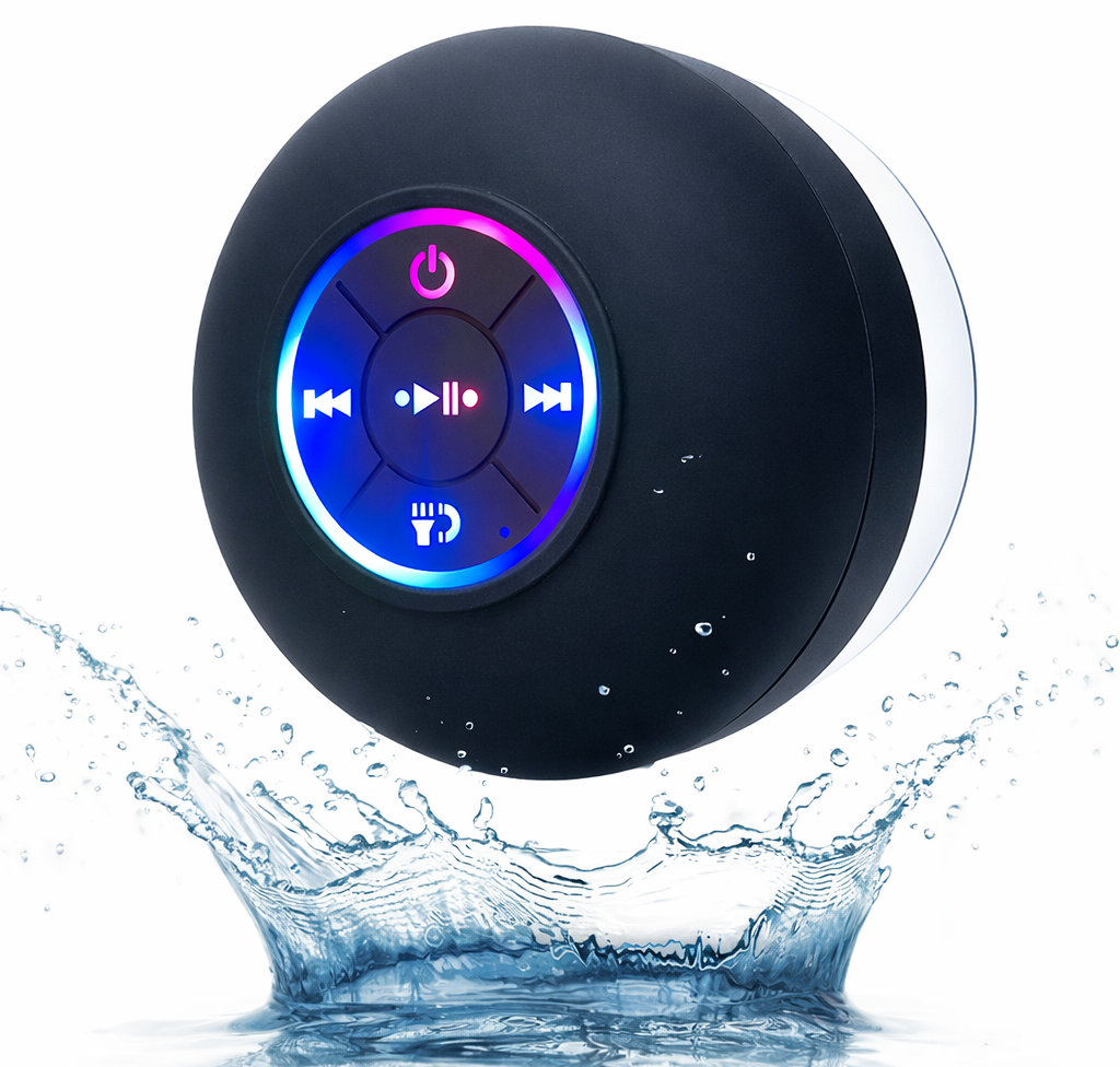 Set 2 Bucăți-Boxă Bluetooth pentru Duș IPX4 cu LED RGB și Ventuză – Waterproof, Portabilă - Boomsale.ro