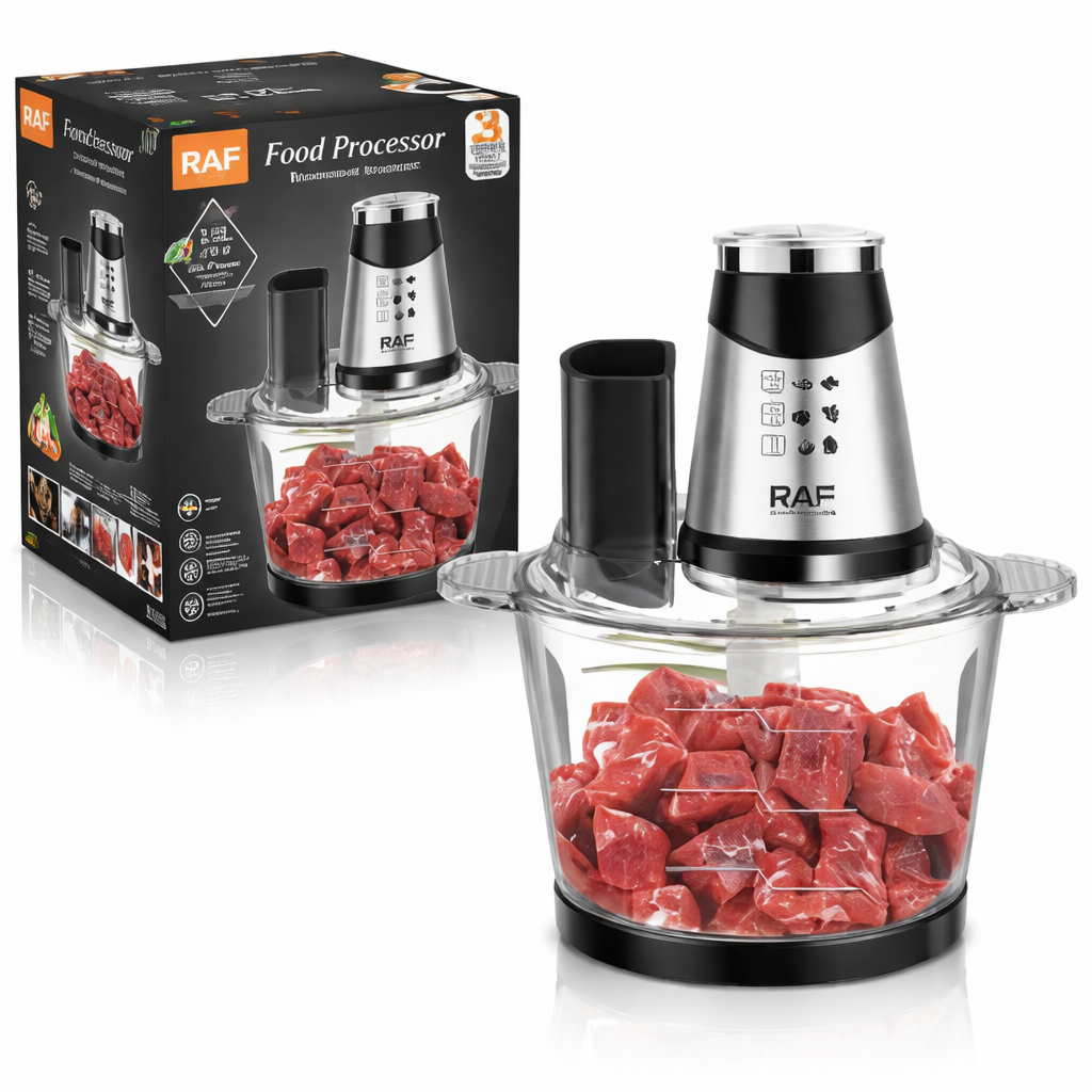 Tocator electric RAF 7058 multifunctional 600W, bol 3L, 3 viteze, pentru carne, legume si fructe - Boomsale.ro