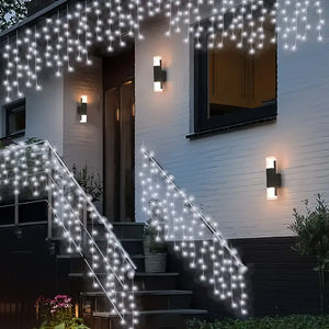 Set 3 Instalații Franjuri LED 3 x 12 m (36 m), Alb Rece, Alb Cald, Albastru, Multicolor - Boomsale.ro
