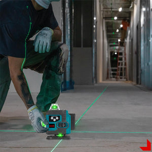 Nivela laser 4D, 16 linii, cu telecomanda, cu 2 baterii, albastru/negru - Boomsale.ro
