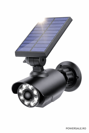 Set 2 bucăți camere de supraveghere false cu iluminare solară și senzor de mișcare - Boomsale.ro
