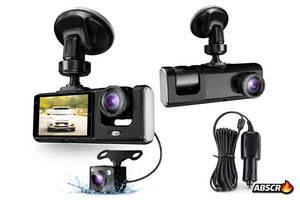 Camera auto DVR 3 canale, fata + interior + spate, Full HD 1080P, unghi larg 170°, ecran 2 inch, vedere nocturna, G-sensor, inregistrare in bucla - Boomsale.ro