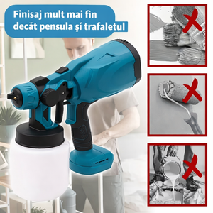 Pistol de vopsit electric fără fir 210W, 2 acumulatori Li-Ion 48V, , rezervor 800 ml, pulverizare reglabilă - Boomsale.ro