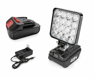 Lampa de lucru LED 48W portabilă cu acumulator Li-Ion 48V – Proiector profesional reglabil 90°, lumină puternică pentru atelier, șantier, camping - Boomsale.ro