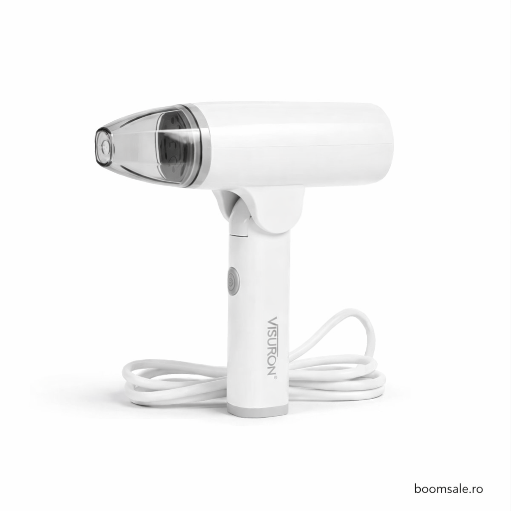 Fier de călcat cu abur portabil VISURON 1500W, încălzire rapidă 30s, pliabil, jet puternic, rezervor 100ml – ideal pentru acasă și călătorii - Boomsale.ro