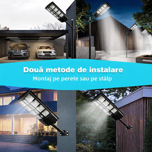 Lampa Stradala Solara 800W cu Telecomanda, LED, Unghi Iluminare 180°, IP65 - Boomsale.ro