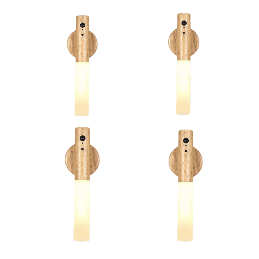 Set 4 Lampa LED de perete cu senzor de miscare, prindere de suport cu magnet, portabil, comutator ON/OFF,AUTO - Boomsale.ro