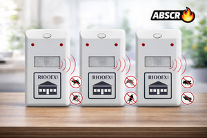 Set 3 Bucati Aparat Antigandaci si Antirozatoare RIOOEX Plus – Dispozitiv Ultrasunete Anti Insecte si Soareci, Alb - Boomsale.ro