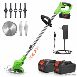 Motocoasă Electrică cu Acumulator 48V 4000 mAh, 20.000 RPM, Braț Reglabil, Autonomie 4 Ore + CADOU Mănuși Protecție - Boomsale.ro