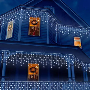 Set 3 Instalații Franjuri LED 3 x 12 m (36 m), Alb Rece, Alb Cald, Albastru, Multicolor - Boomsale.ro