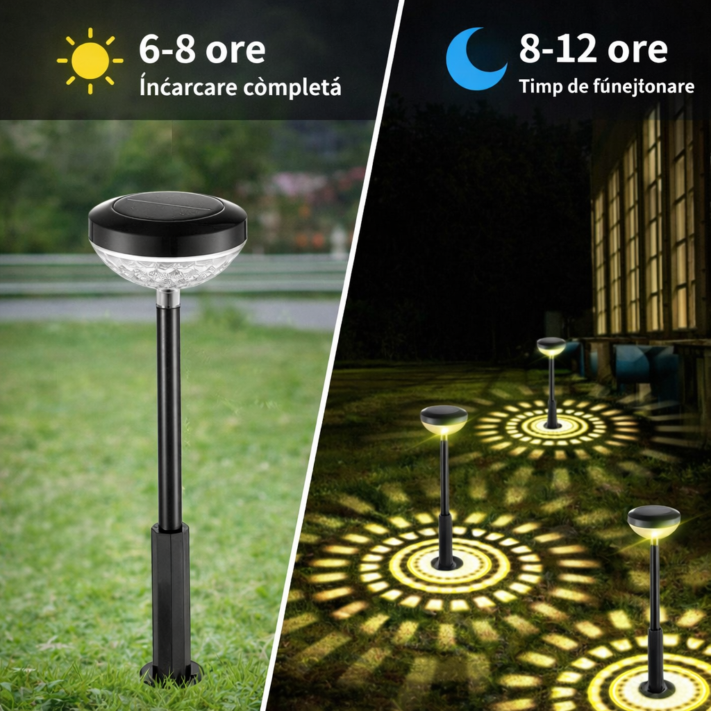 Set 4 bucati Lampă solară LED RGB,47 cm, IP44, pentru exterior, lumină alb cald sau colorată decorativă - Boomsale.ro