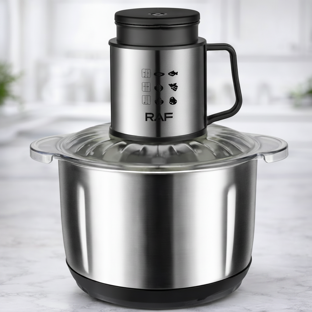 Tocator electric RAF R.7025, 1000W, bol inox 5L, 2 viteze, lame din otel inoxidabil - Boomsale.ro