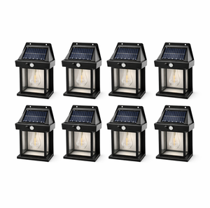 Set 8 Bucăți Lampă Solară de Perete Exterior cu Senzor de Mișcare și Senzor Crepuscular, 3 Moduri Iluminare - Boomsale.ro