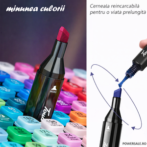 Pachet 2 x Set 36 Markere Dual Tip cu Geanta, 72 Bucati - Boomsale.ro