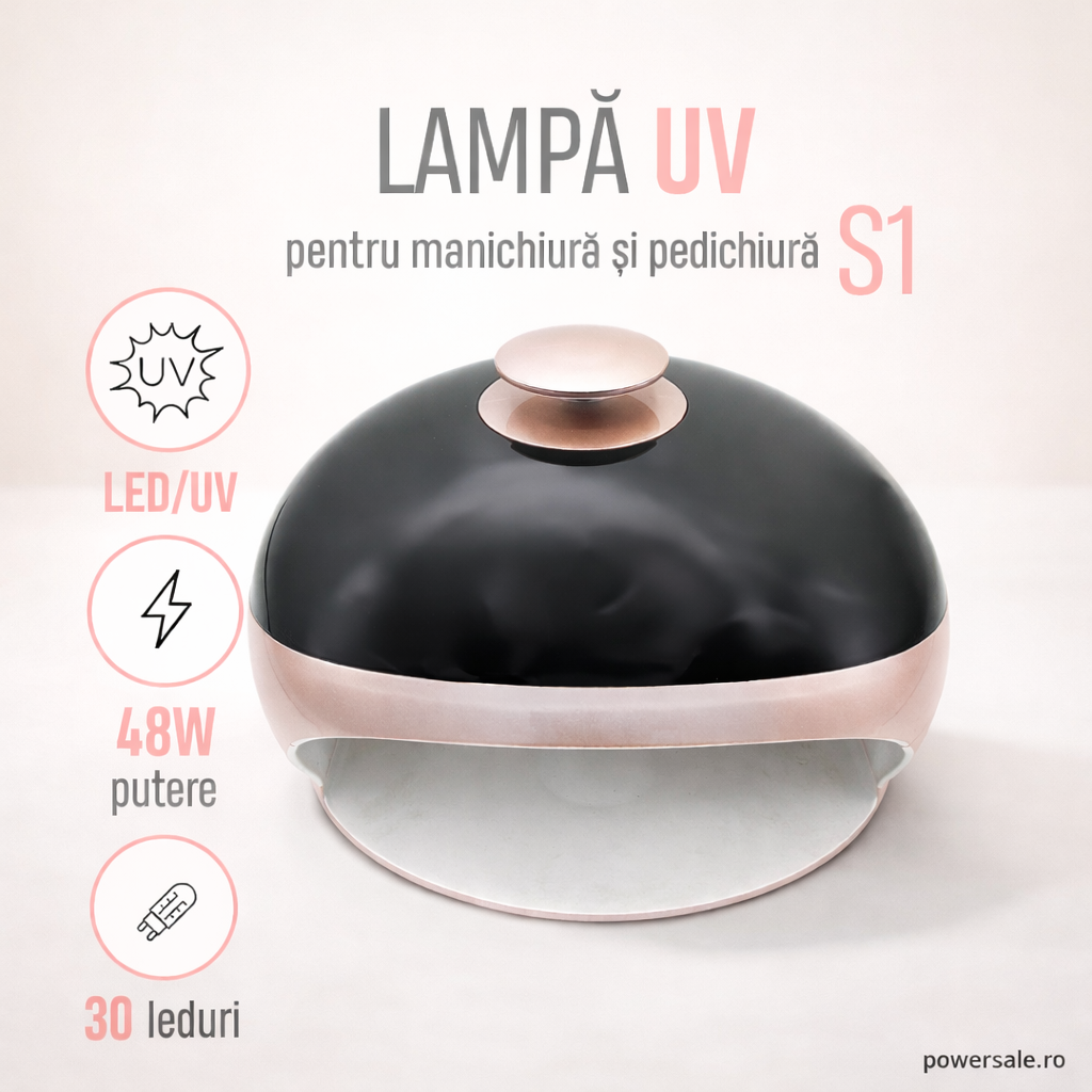 Lampă UV LED 48W Global Fashion S1 pentru Manichiură și Pedichiură – 30 LED-uri, Timer 10/30/60s, Senzor Automat - Boomsale.ro