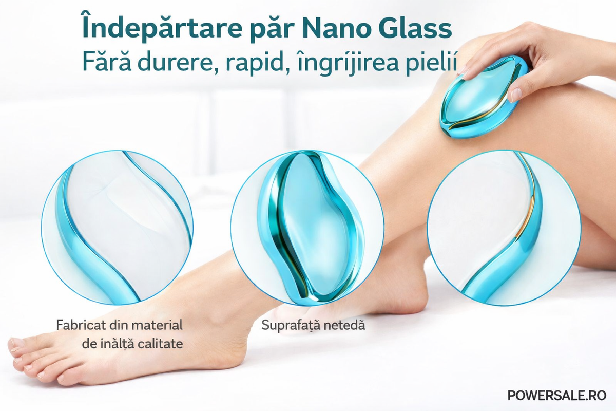 Set 2 Bucăți Dispozitiv Nano Glass pentru Îndepărtarea Părului – Epilare Rapidă, Delicată și Reutilizabilă, Efect de Piele Fină - Boomsale.ro