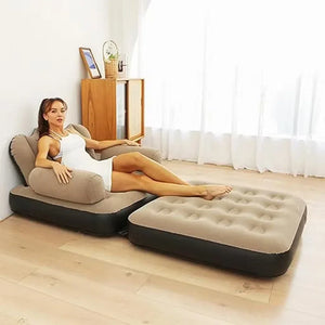 Fotoliu-sezlong gonflabil, 2 in 1, PVC, 100x98x90 cm, maro - Boomsale.ro