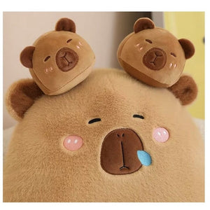 Capibara de Plus cu 6 Pui, Maro, 50 cm,Set Jucării Pufoase - Boomsale.ro