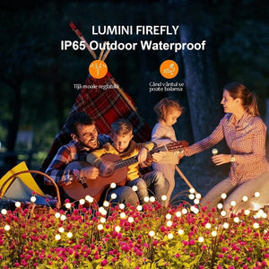Set 2 Lampi Solare Licurici pentru Gradina, 8 LED-uri, 70 cm, Lumina Alb Cald, IP65, ABS - Boomsale.ro