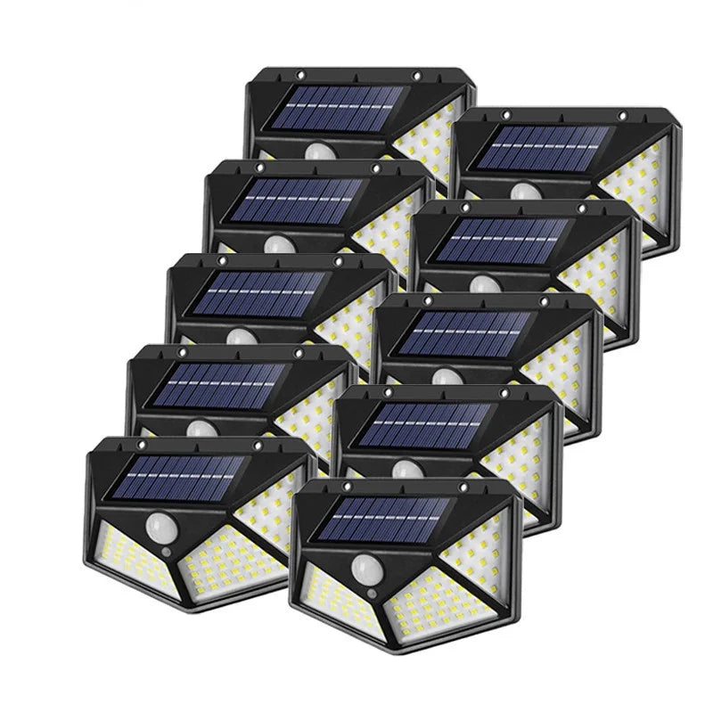 Set 10 Lampi Solare 100 LED-uri, Iluminare Puternica Exterior, 3 Moduri de Functionare - Boomsale.ro