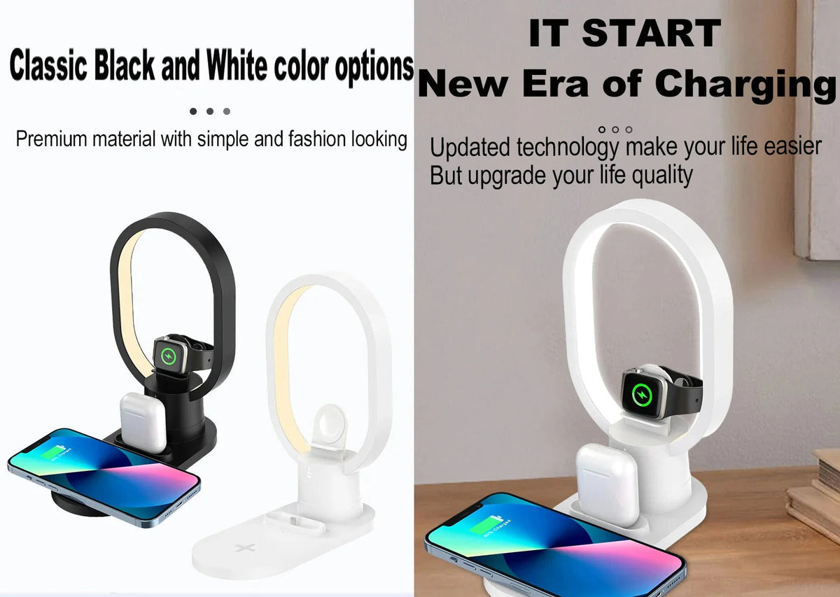 Incarcator Wireless 4 in 1, Incarcare Rapida cu Iluminare Led - Boomsale.ro