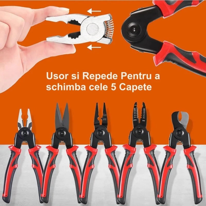 Cleste Electrician 5 in 1 ,Sertizare, Taiat si Deizolat Cabluri - Boomsale.ro