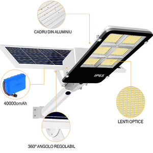 Lampa Solara Exterior Jortan 400W cu Senzor Miscare si Telecomanda - Boomsale.ro