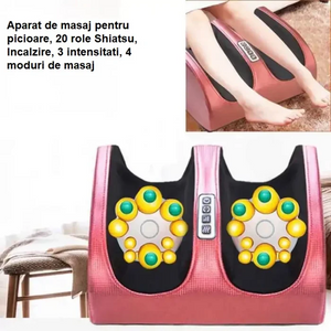 Aparat masaj picioare Shiatsu cu incalzire, 20 role, 4 programe, 3 niveluri intensitate - Boomsale.ro