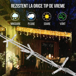 Set 3 Instalații Franjuri LED 3 x 12 m (36 m), Alb Rece, Alb Cald, Albastru, Multicolor - Boomsale.ro