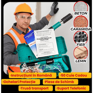 Kit pistol manual pentru fixare nituri/ cuie, Accesorii + 250 Cuie - Boomsale.ro