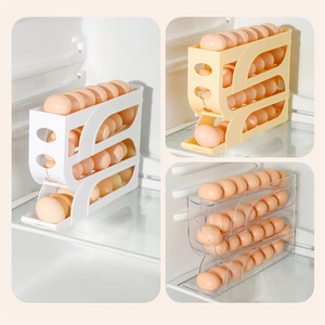 Suport oua pentru frigider, 4 niveluri, capacitate 30 oua, 32 x 7 x 20 cm, alb - Boomsale.ro