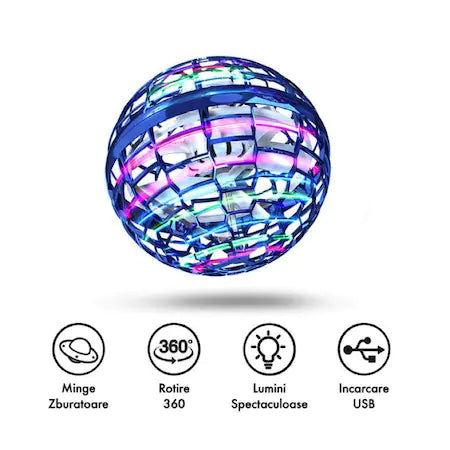 Minge zburatoare tip drona, lumini LED, incarcare USB, cu controller - Boomsale.ro