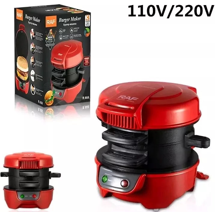 Aparat de facut burgeri sau sandwich-uri RAF 600W, Rosu - Boomsale.ro