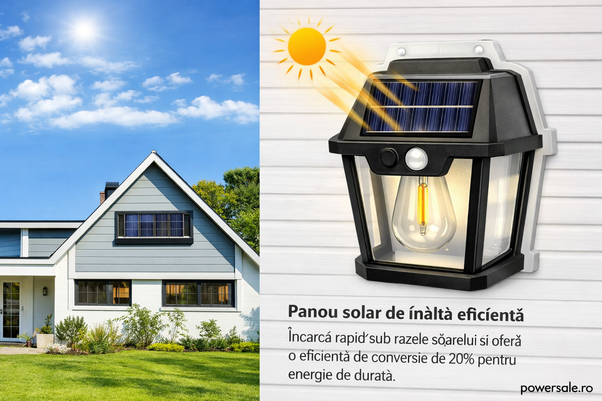 Set 8 Bucăți Lampă Solară de Perete Exterior cu Senzor de Mișcare și Senzor Crepuscular, 3 Moduri Iluminare - Boomsale.ro