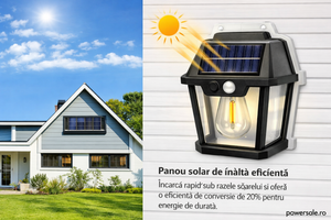 Set 8 Bucăți Lampă Solară de Perete Exterior cu Senzor de Mișcare și Senzor Crepuscular, 3 Moduri Iluminare - Boomsale.ro