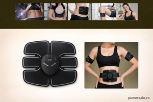 Aparat EMS pentru tonifiere abdomen și brațe + CADOU Mini Aparat Masaj Cervical cu impulsuri - Boomsale.ro