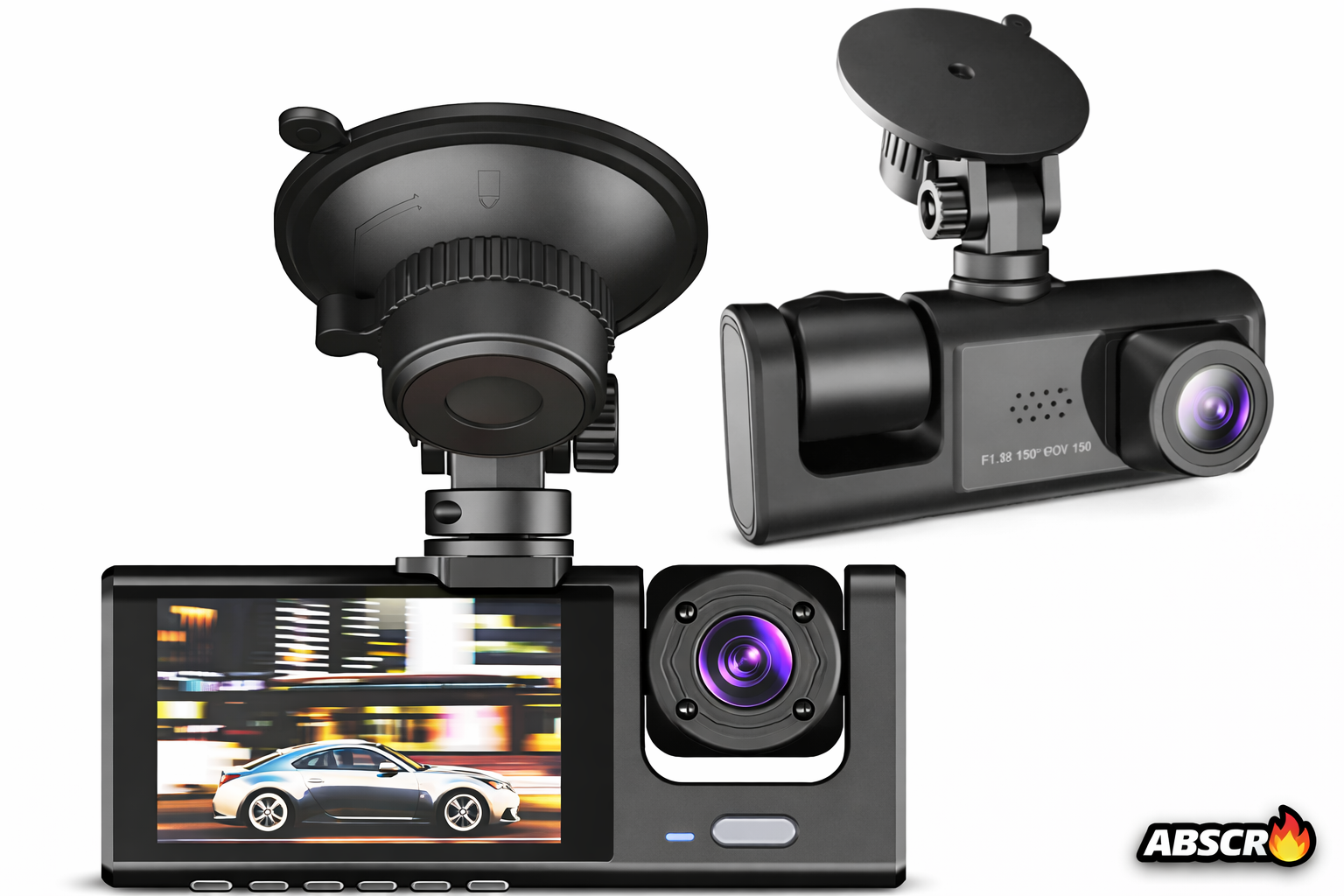 Camera auto DVR 3 canale, fata + interior + spate, Full HD 1080P, unghi larg 170°, ecran 2 inch, vedere nocturna, G-sensor, inregistrare in bucla - Boomsale.ro