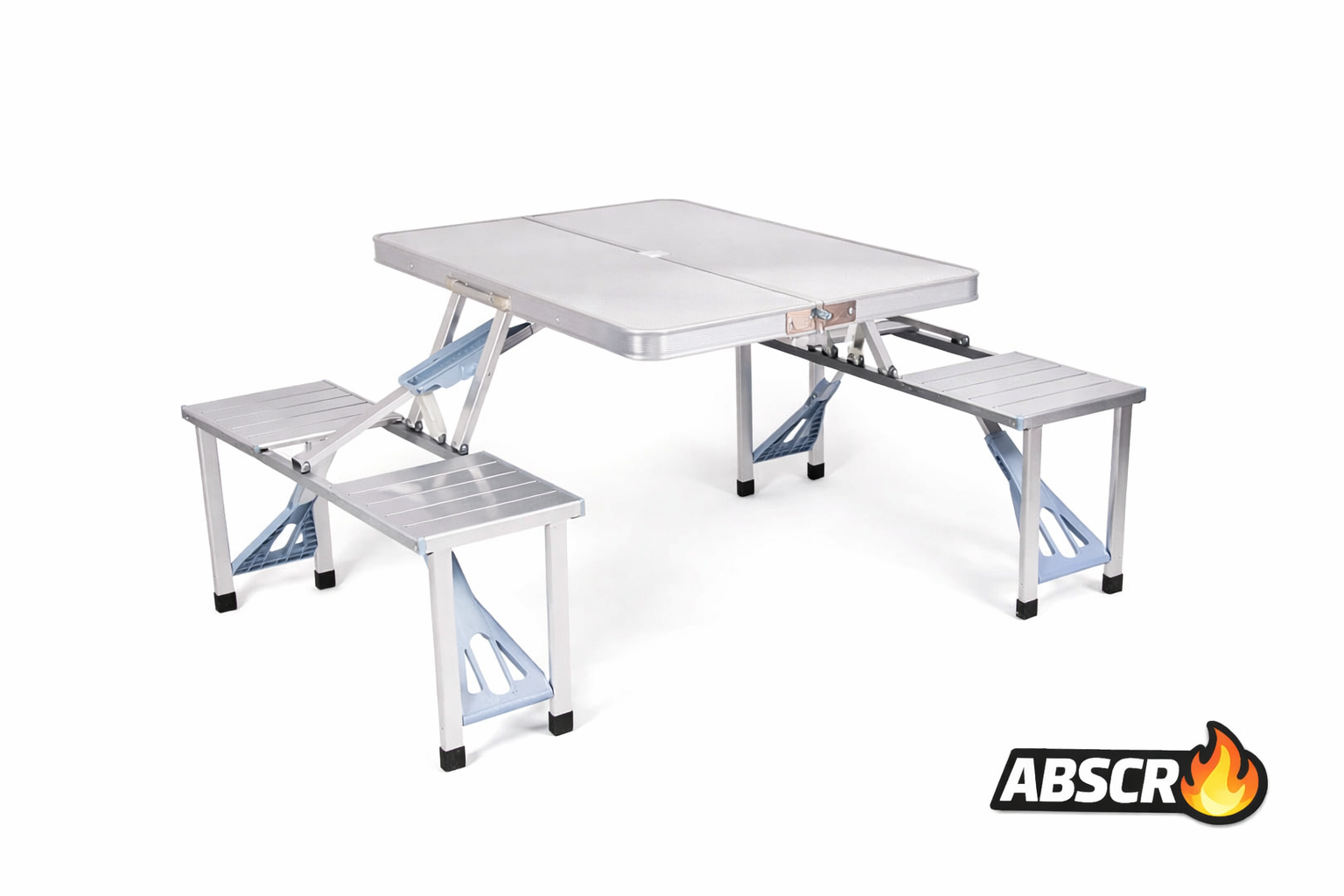 Masa pliabila aluminiu tip geamantan cu 4 scaune si suport umbrela – ideala pentru picnic, camping si gradina - Boomsale.ro