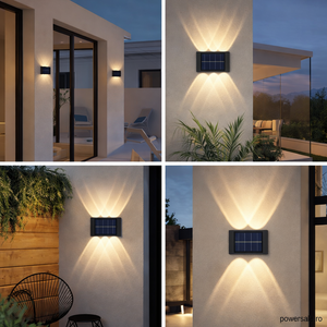 Set 6 x Lampă Solară de Perete Exterior cu 4 LED-uri, Senzor de Mișcare, Rezistentă la Apă IP65, Montaj pe Perete, Culoare Negru - Boomsale.ro