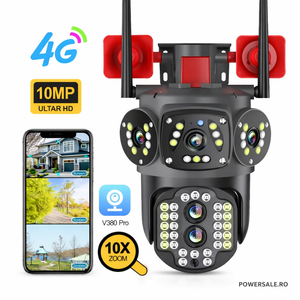 Set 2 Camere Supraveghere 4G Exterior 4K, Zoom 10X, Detectare Persoane, Rotire 360°, IP66 - Boomsale.ro
