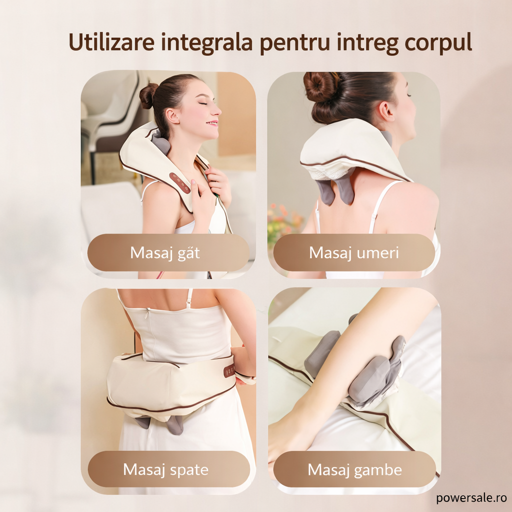 Aparat Electric Masaj pentru Gât, Umeri, Picioare și Corp – Masaj Multifuncțional cu Căldură - Boomsale.ro