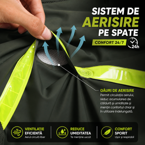 Costum Impermeabil Ploaie Profesional, Set Geaca si Pantaloni, Cu Gluga, Respirabil, Reflectorizant, Protectie Completa Exterior-Marime Universala- Powersale