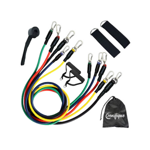 Sistem de antrenament fitness cu corzi extensibile, prinderi multiple, 11 piese - Boomsale.ro