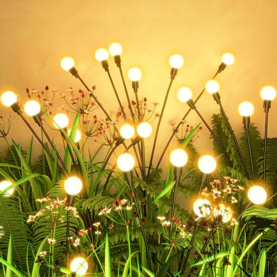 Set 2 Lampi Solare Licurici pentru Gradina, 8 LED-uri, 70 cm, Lumina Alb Cald, IP65, ABS - Boomsale.ro