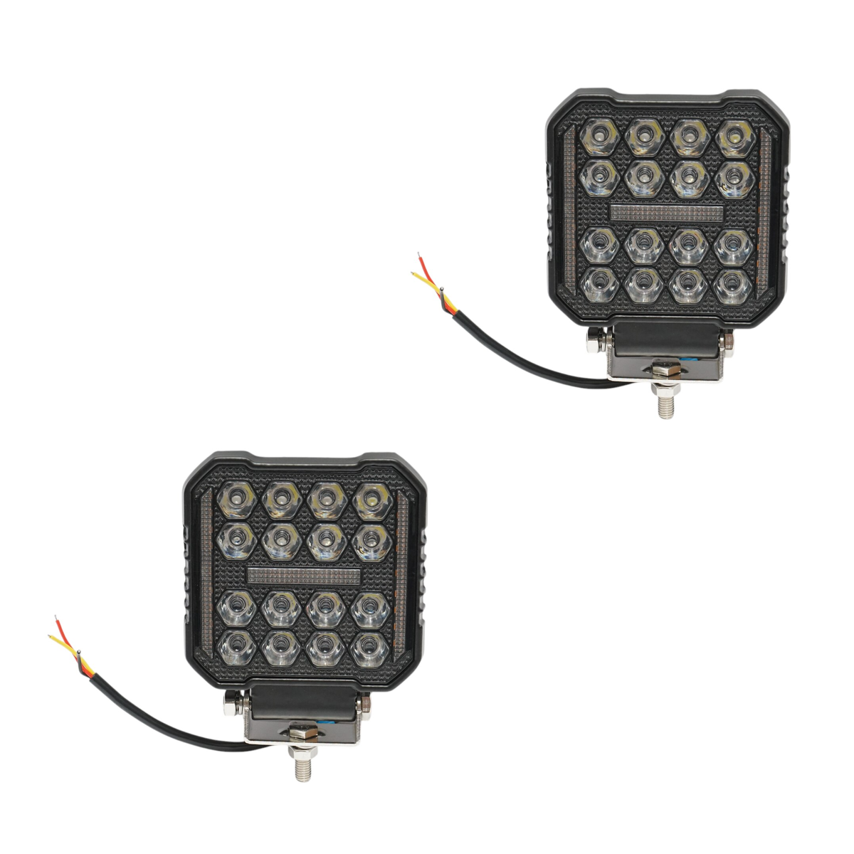 Set 2 Proiectoare Patrate Auto LED 48W cu DRL, 9-80V, Lumina Alb-Galben, IP67 - Boomsale.ro