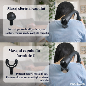 Aparat de Masaj Profesional Flexibil Forma L – 5 Viteze, 4 Capete Interchangeabile, USB-C, 10W – Masaj Muscular & Relaxare - Boomsale.ro