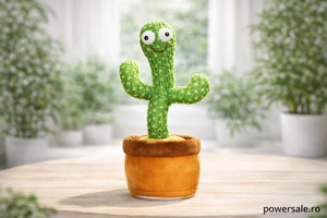 Papagal Vorbitor Interactiv + Cactus Dansator Cadou | Jucării de Plus Interactive pentru Copii - Boomsale.ro