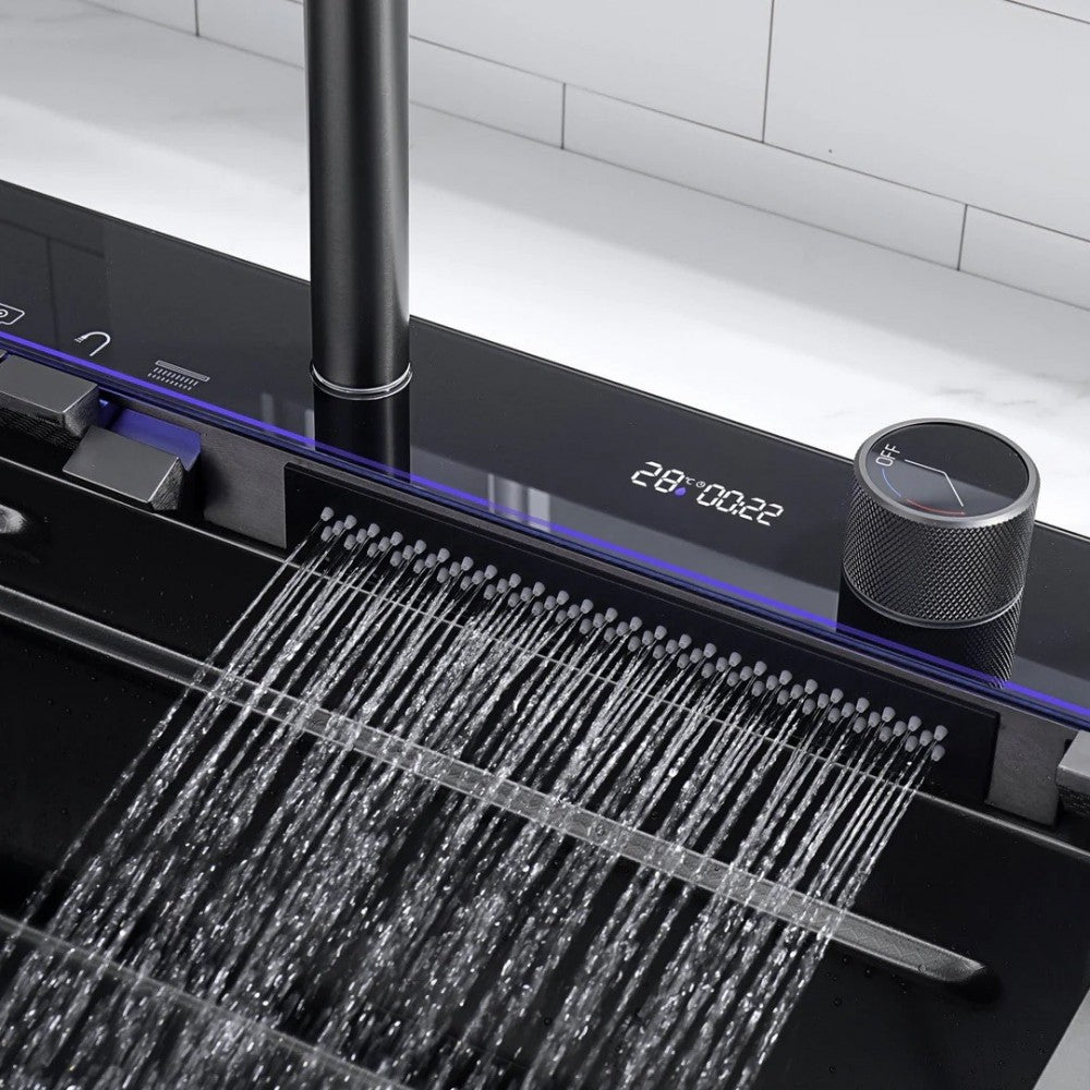Chiuveta Bucătărie Multifuncțională cu LED – Inox Premium, Gri Închis, 75x45 cm – Puterea Tehnologiei și Designului în Bucătăria Ta - Boomsale.ro