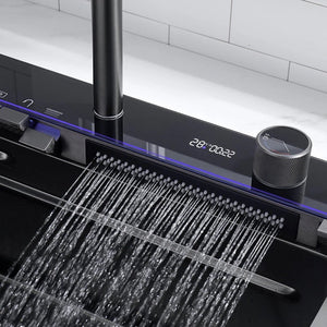 Chiuveta Bucătărie Multifuncțională cu LED – Inox Premium, Gri Închis, 75x45 cm – Puterea Tehnologiei și Designului în Bucătăria Ta - Boomsale.ro