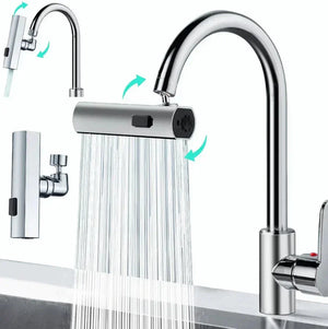 Set 2 Extensii robinet 3 in 1, 360°, 3 moduri de functionare, cupru, argintiu - Boomsale.ro